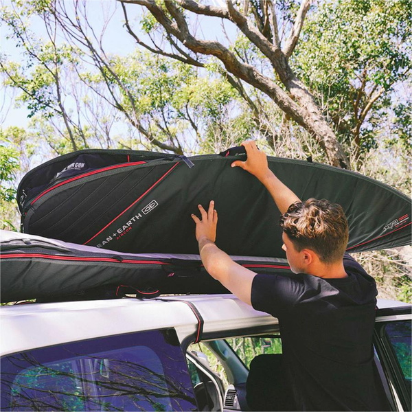 2026 Ocean and Earth Aircon Travel Shortboard Cover OESCSB02 - Black / Red